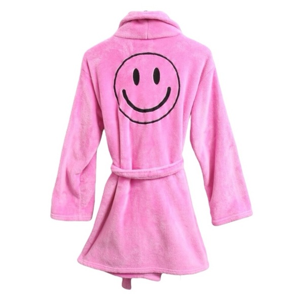 Victoria’s Secret Pink Smiley Face Plush Pink Robe Size XS/S - Picture 9 of 10